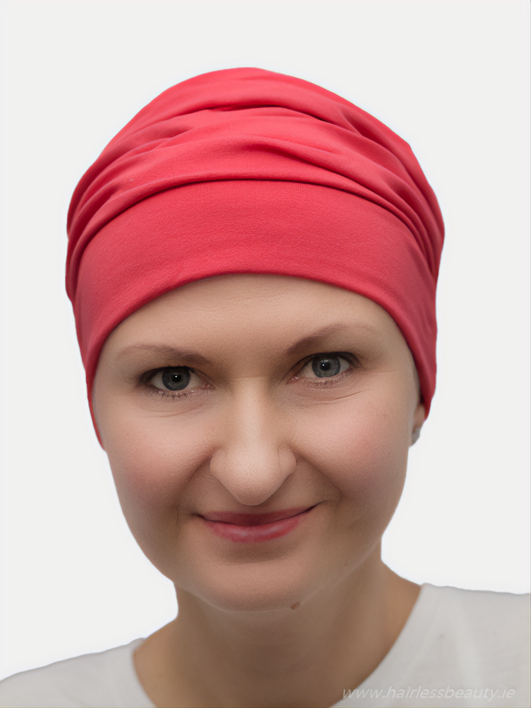 Stylish coral cotton hat for chemotherapy patients