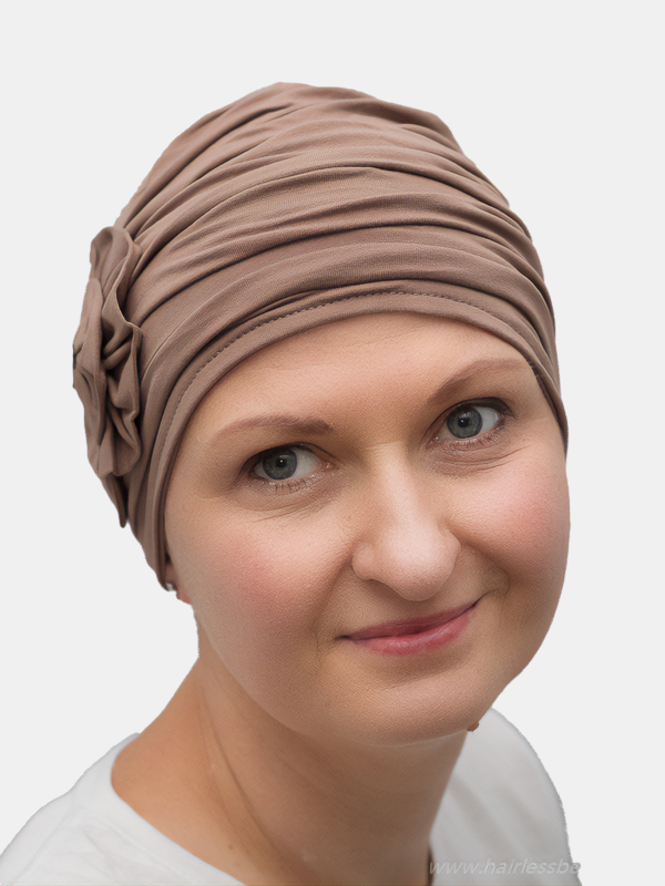 Stylish bamboo head wear with lining and draping fabric for a voluminous, pretty design, great for cancer and chemo