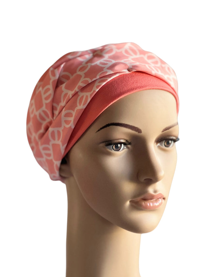 Elegant, pretty bamboo turban with soft lining and fabric drape for added volume and comfort for hair loss