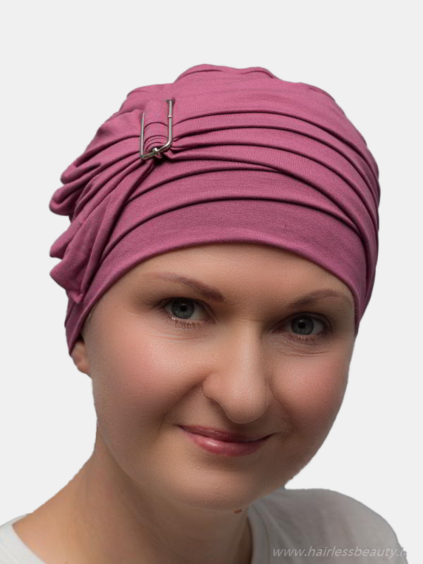 Comfortable and chic Freesia turban, providing a stylish option for women experiencing hair loss due to cancer treatments