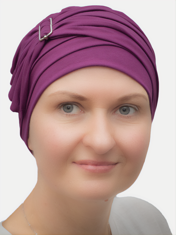 Elegant head wear featuring soft linings, designed for comfort and sophistication for women with hair loss