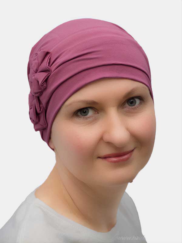 Heather headwear made from bamboo fabric, offering cozy warmth and elegant style for hair loss