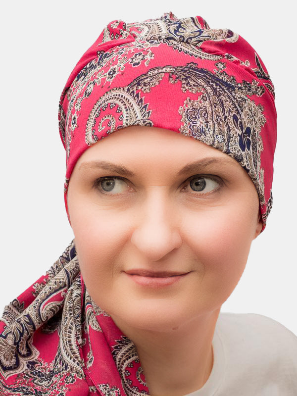 Light scarf with cotton lining, ideal for hair fall from chemo or alopecia