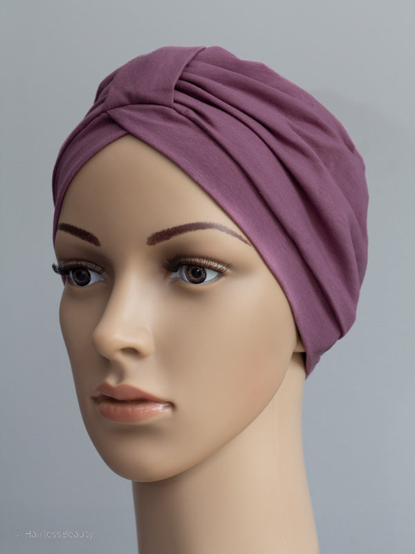 Marigold turban with bamboo lining and trendy band, ideal for alopecia and cancer patients