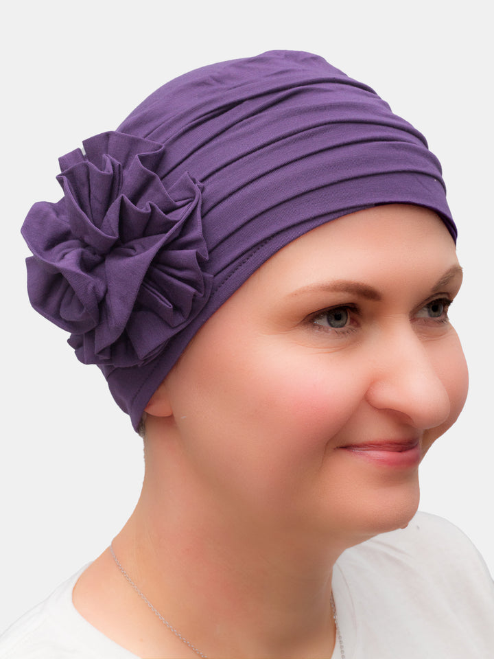 Elegant bamboo hat with added volume, perfect for radiotherapy and hair loss