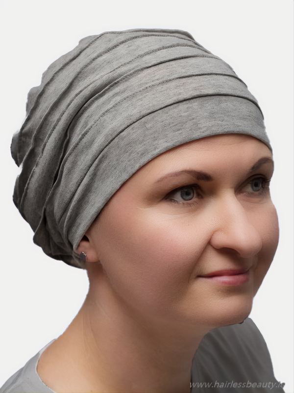 Lined and loose grey beanie, perfect for cancer and alopecia patients