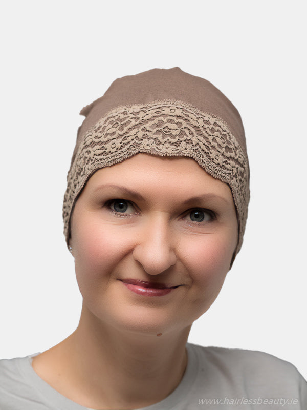 Shamrock hat, delicate lace design for cancer patients