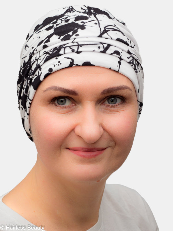 Sunflower turban, wrinkled material for volume, perfect for radio therapy